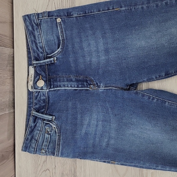 🛍Free People Womens 25 Blue Denim Skinny Raw Hem Medium‎ Wash Casual Stretch - Picture 3 of 9
